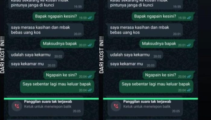 Bikin Melongo! Ini Isi Chat Pemilik Kost di Pamekasan yang Minta Dilayani Mahasiswi Cantik